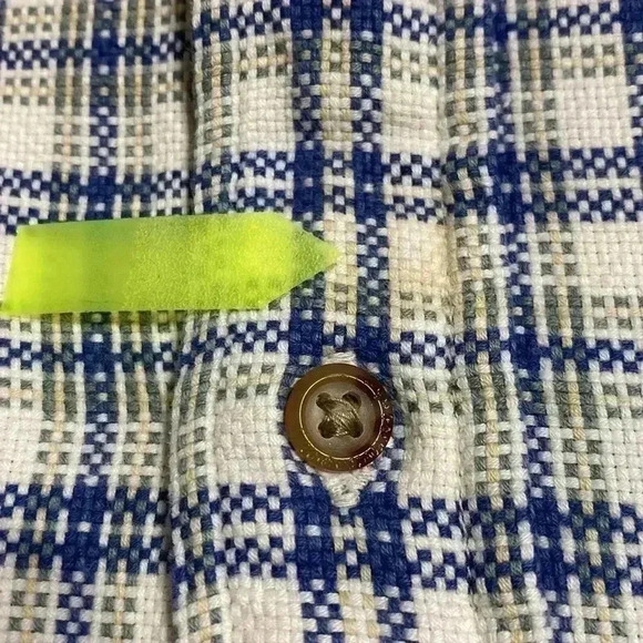 Gap Mens Woven Cream, Blue & Green Long Sleeve Button Front Shirt. Size XL. - Picture 10 of 11